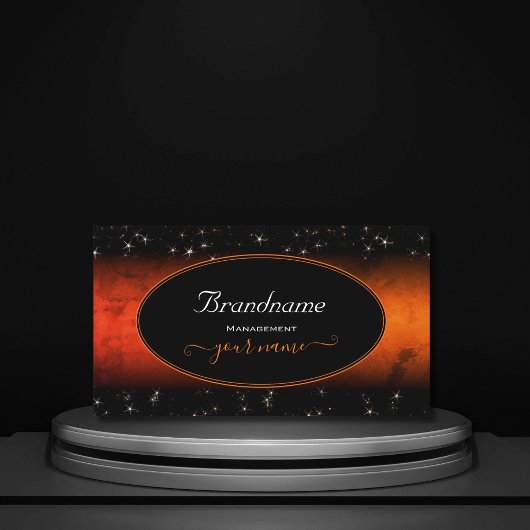 Stilvolle Orange Marble Black Glamour Glitzer Star Visitenkarte