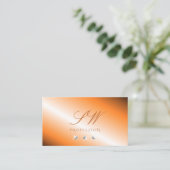 Stilvolle Orange Silver Sparkling Diamonds Monogra Visitenkarte (Stehend Vorderseite)