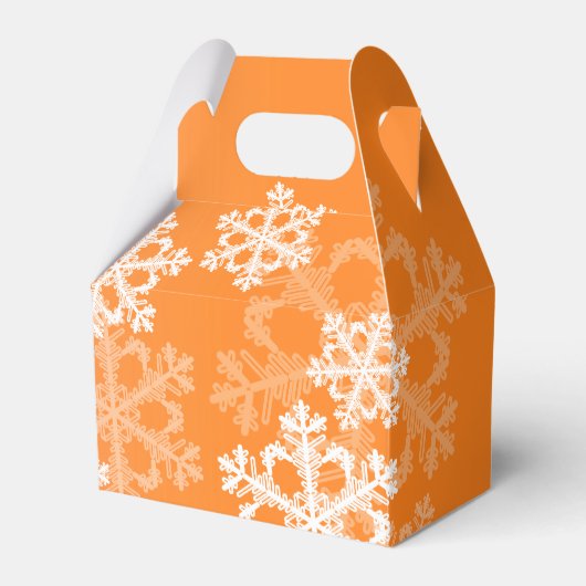 Stilvolle Orange Snowflakes Modernes Weihnachtsmus Geschenkschachtel (Vorderseite)