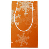 Stilvolle Orange Snowflakes Modernes Weihnachtsmus Kleine Geschenktüte (Vorderseite)