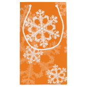 Stilvolle Orange Snowflakes Modernes Weihnachtsmus Kleine Geschenktüte (Rückseite)