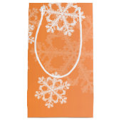 Stilvolle Orange Snowflakes Modernes Weihnachtsmus Kleine Geschenktüte (Vorderseite)