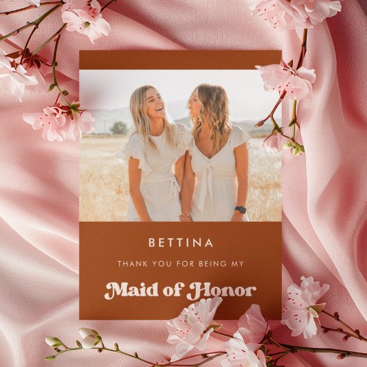 Stilvolle Orange Trauzeugin danke Ihnen Fotokarte Einladung