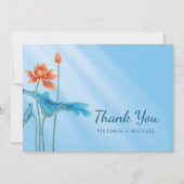 Stilvolle Orange- und Blue Lotus-Blume Dankeskarte (Vorderseite)