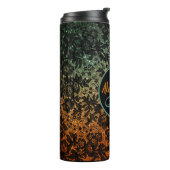 Stilvolle Orange- und Green Black Floral Monogram Thermosbecher (Nach links gedreht)