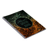 Stilvolle Orange und grüne schwarze Blüte Notizblock (Rechte Seite)