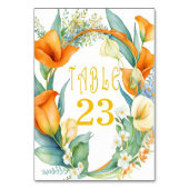Stilvolle Orange und Ivory Calla Lily Tischnummer (Vorderseite)