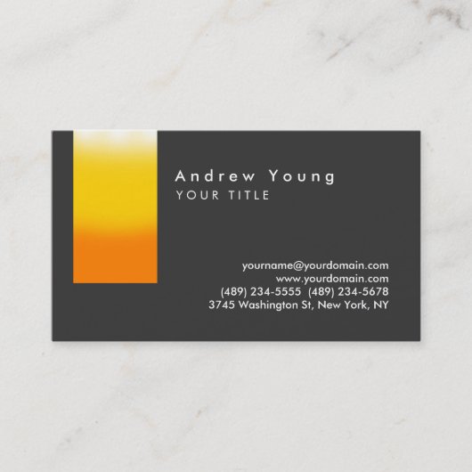 Stilvolle Orange Yelllow Gray Business Card Visitenkarte (Vorderseite)
