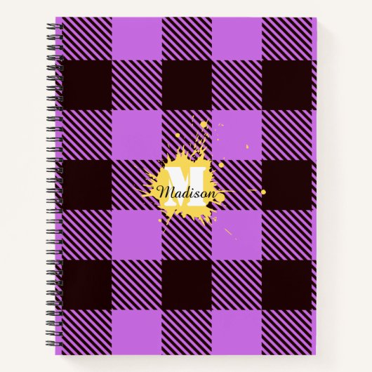 Stilvolle Orchid Kariert Tartan Custom Monogram Sc Notizblock (Vorderseite)