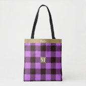 Stilvolle Orchid Tartan Leather Monogram Name Brid Tasche (Vorderseite)