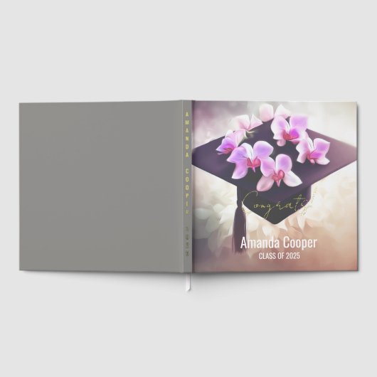 Stilvolle Orchids Abschluss Foil Gästebuch (Voll)