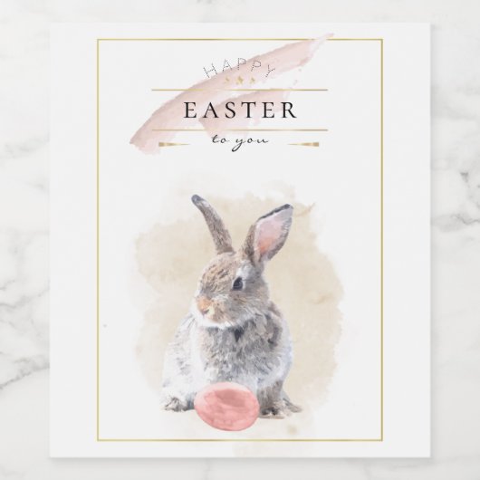 Stilvolle Ostersonne | Happy Oaster Watercolor Art Weinetikett (Einzelnes Label)