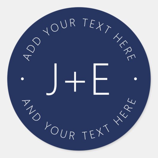 Stilvolle Paare Monogram & Text Runder Aufkleber (Vorderseite)
