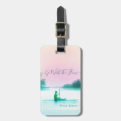 Stilvolle Paddleboarding SUP Pink Blue Seascape Gepäckanhänger (Vorderseite vertikal)