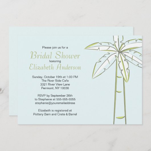 Stilvolle Palm Tree Bridal Dusche Einladung (Vorne/Hinten)