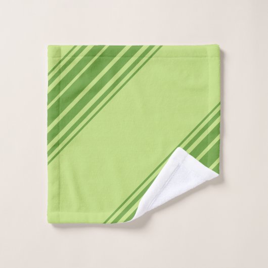 Stilvolle Palmblättrige, grüne Streifen Badhandtuch Set (Waschlappen)