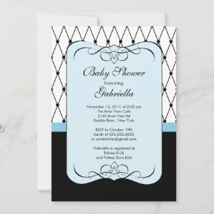 Stilvolle Pariser Blue Boy Babydusche Einladung
