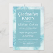 Stilvolle Party Einladung aus blauem Marmor (Vorderseite)