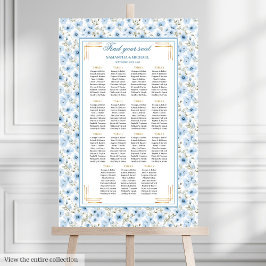 Stilvolle Pastel Blue Gold Aquarelltafel Poster
