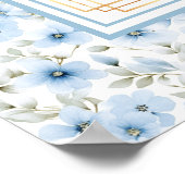 Stilvolle Pastel Blue Gold Aquarelltafel Poster (Ecke)