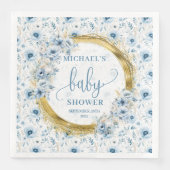 Stilvolle Pastel Blue Gold Baby Dusche Napkins Serviette (Vorderseite)