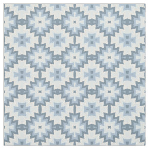Stilvolle Pastel Blue Gray White Ikat Tribal Muste Stoff