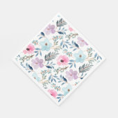 Stilvolle Pastel Blue Watercolor Blume Serviette (Ecke)