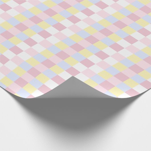 Stilvolle Pastel Gingham Scheckpapier Geschenkpapier (Ecke)
