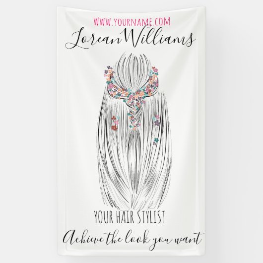 Stilvolle Pastel Hair Stylist Braid Hairstyle Blum Banner (Vertikal)