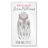 Stilvolle Pastel Hair Stylist Braid Hairstyle Blum Magnetische Visitenkarte (Vorderseite Vertikal)