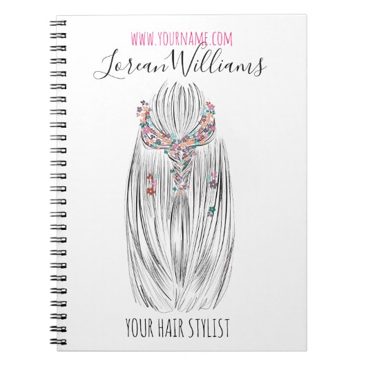 Stilvolle Pastel Hair Stylist Braid Hairstyle Blum Notizblock (Vorderseite)