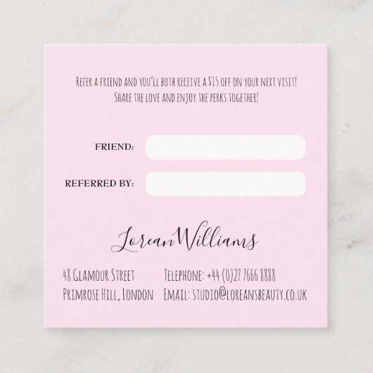 Stilvolle Pastel Hair Stylist Braid Hairstyle Blum Terminkarte (Rückseite)