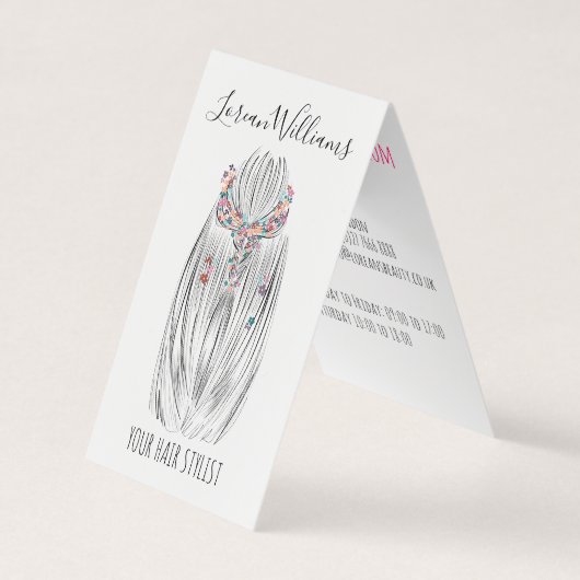 Stilvolle Pastel Hair Stylist Braid Hairstyle Blum Visitenkarten (Vorderseite)