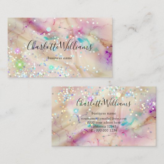Stilvolle Pastel Marbled Alcohol Ink Eleganter Gli Visitenkarte (Vorne/Hinten)