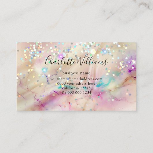 Stilvolle Pastel Marbled Alcohol Ink Eleganter Gli Visitenkarte (Rückseite)