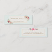 Stilvolle Pastel Watercolor Blume Girly Chic Mini Visitenkarte (Vorne/Hinten)