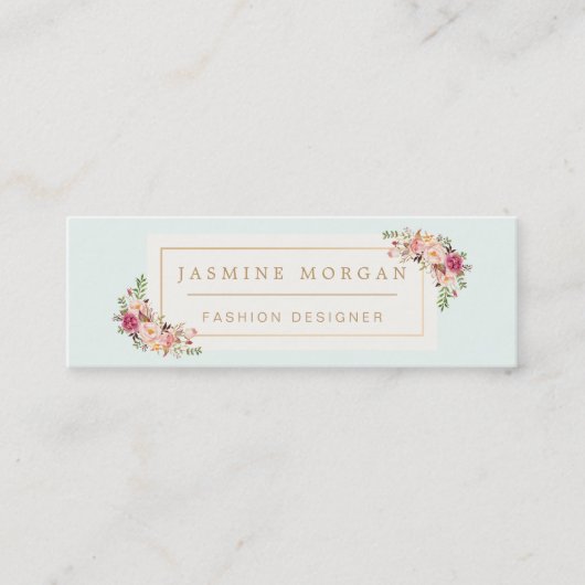 Stilvolle Pastel Watercolor Blume Girly Chic Mini Visitenkarte (Vorderseite)