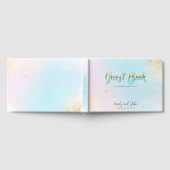 Stilvolle Pastel Watercolor Imitate Glitzer Hochze Gästebuch (Voll)