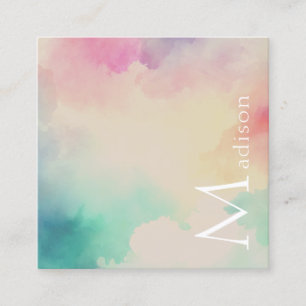 Stilvolle Pastel Watercolor Square Business Card Quadratische Visitenkarte