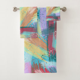 Stilvolle Pastelfarben Abstrakte Kunst Badhandtuch Set