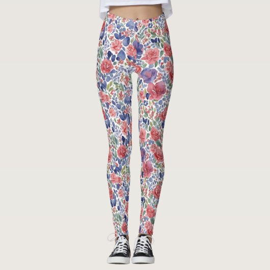 Stilvolle pastellrote und Lila Wasserfarbe Leggings (Vorderseite)