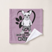 Stilvolle Paws: Trendy Chihuahua Vibes Badhandtuch Set (Waschlappen)