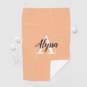 Stilvolle Peach Monogram Script Golf Handtuch (Insitu)