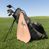 Stilvolle Peach Monogram Script Golf Handtuch (Gras)