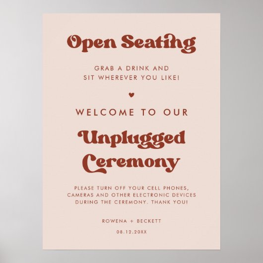 Stilvolle Peach Pink Open Sites Unplugged Zeremoni Poster (Vorne)