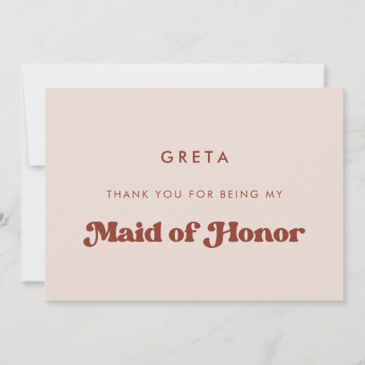Stilvolle Peach Pink Trauzeugin danke Ihnen Karte (Vorderseite)
