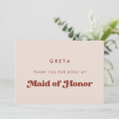 Stilvolle Peach Pink Trauzeugin danke Ihnen Karte (Stehend Vorderseite)