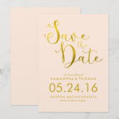 Stilvolle Peach Script Hochzeit Speichern Sie das  Save The Date (Vorne/Hinten)