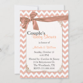 Stilvolle Peach Zickzack Couple's Baby Dusche Einladung