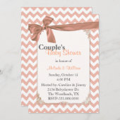 Stilvolle Peach Zickzack Couple's Baby Dusche Einladung (Vorne/Hinten)